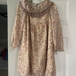 Zara Cream and Brown Floral Kids Dress